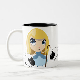 Caneca De Café Em Dois Tons A BO pequena olha e seus carneiros