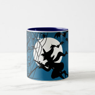 Caneca De Café Em Dois Tons A bruxa e a aranha no costume do Dia das Bruxas da