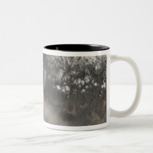 Caneca De Café Em Dois Tons A cinza e o vapor continuam a billowing