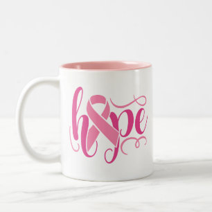 Caneca De Café Em Dois Tons A consciência do Cancer da mama espera um script 