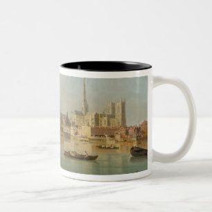 Caneca De Café Em Dois Tons A construção da ponte de Westminster com um