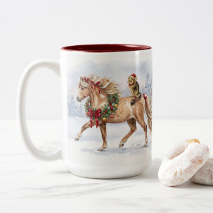 Caneca De Café Em Dois Tons A Equipe de Natal- Maggie e Nari