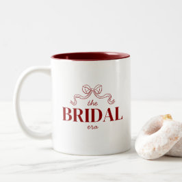 Caneca De Café Em Dois Tons A Era Nupcial | Desenho de Arco de Fita Vermelha C