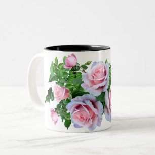 Caneca De Café Em Dois Tons A florescência cor-de-rosa aumentou