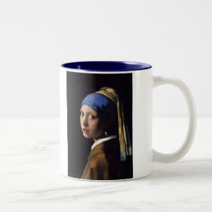 Caneca De Café Em Dois Tons A garota com pérolas a ouvir por Vermeer
