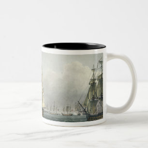 Caneca De Café Em Dois Tons A HMS Victory que navega para a linha francesa