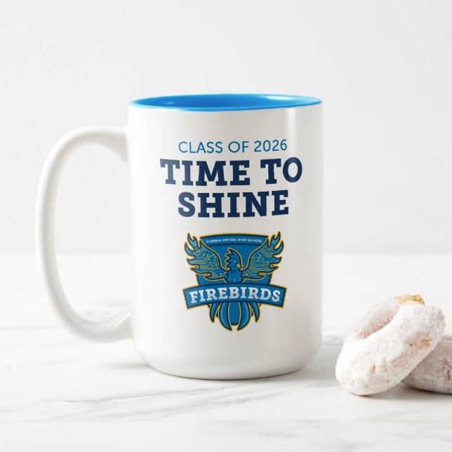 Caneca De Café Em Dois Tons A Hora de Brilhar da FVHS (Com Donut)