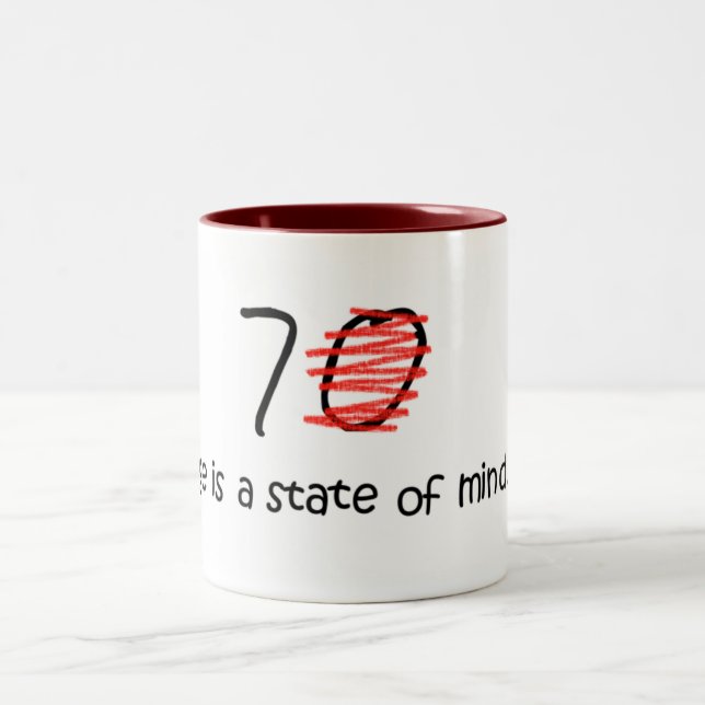 Caneca De Café Em Dois Tons A idade é um estado de ânimo - 70 (Centro)