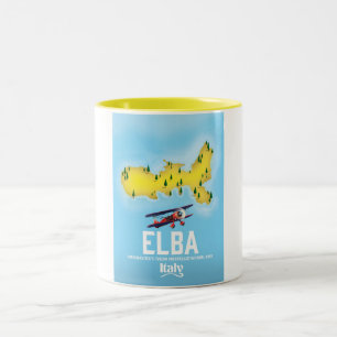 Caneca De Café Em Dois Tons A Ilha de Elba, mar Tyrrhenian, Tuscan, poster de