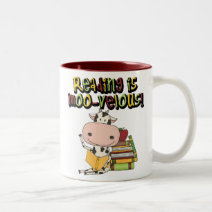 Caneca De Café Em Dois Tons A leitura é MOO-velous