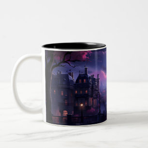 Caneca De Café Em Dois Tons A Lua Sobre Uma Cidade