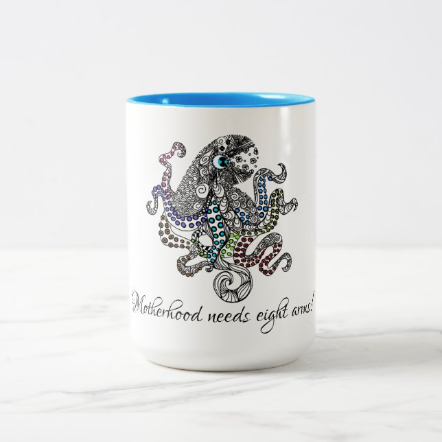 Caneca De Café Em Dois Tons A maternidade precisa de oito polvos artísticos de (Centro)
