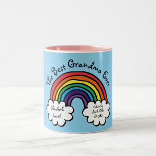 Caneca De Café Em Dois Tons A Melhor Avó Vovó De Azul Rainbow