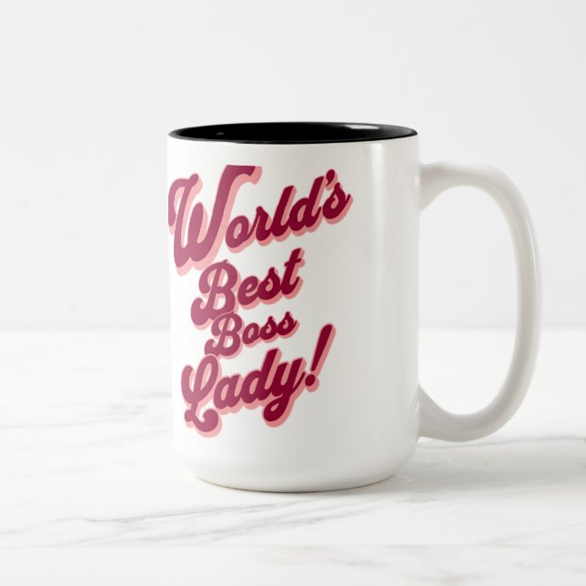Caneca De Café Em Dois Tons "A melhor dama chefe do mundo" (Direita)
