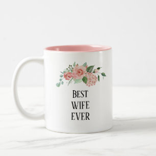 Caneca De Café Em Dois Tons A melhor esposa floral Bonito de sempre 