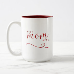Caneca De Café Em Dois Tons A melhor mãe de coração vermelho elegante