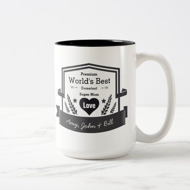 Caneca De Café Em Dois Tons A melhor super-mãe personaliza seu nome (Direita)