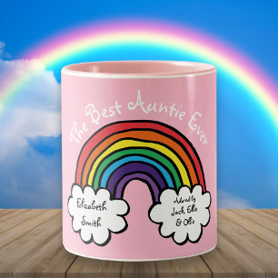 Caneca De Café Em Dois Tons A Melhor Tia de Todos os Tempos Arco-íris Rosa