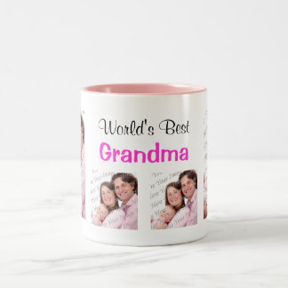 Caneca De Café Em Dois Tons A melhor vovó foto mug rosa do mundo