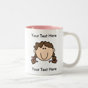 Caneca De Café Em Dois Tons A menina feita sob encomenda Brown trança a canec