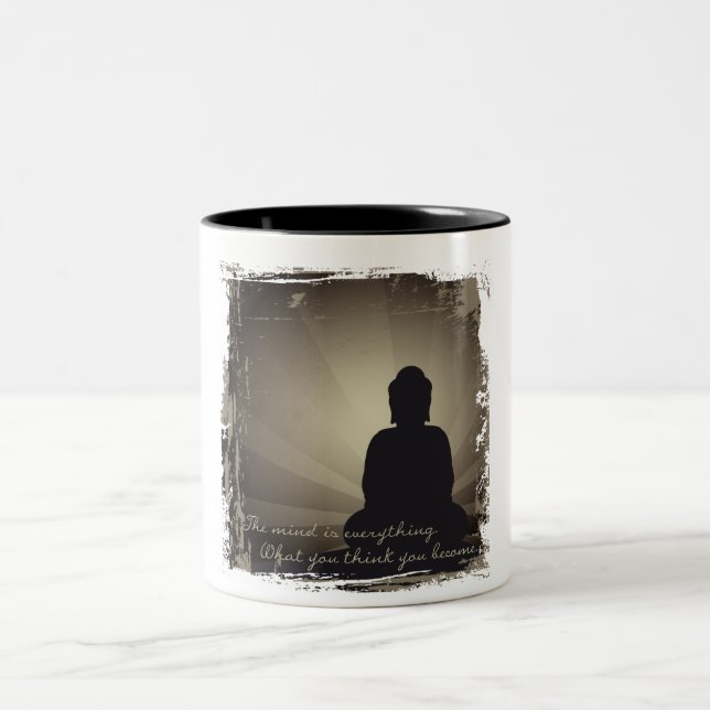 Caneca De Café Em Dois Tons A mente de Buddha é tudo (Centro)