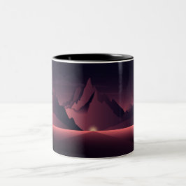Caneca De Café Em Dois Tons A mountain sunset illustration