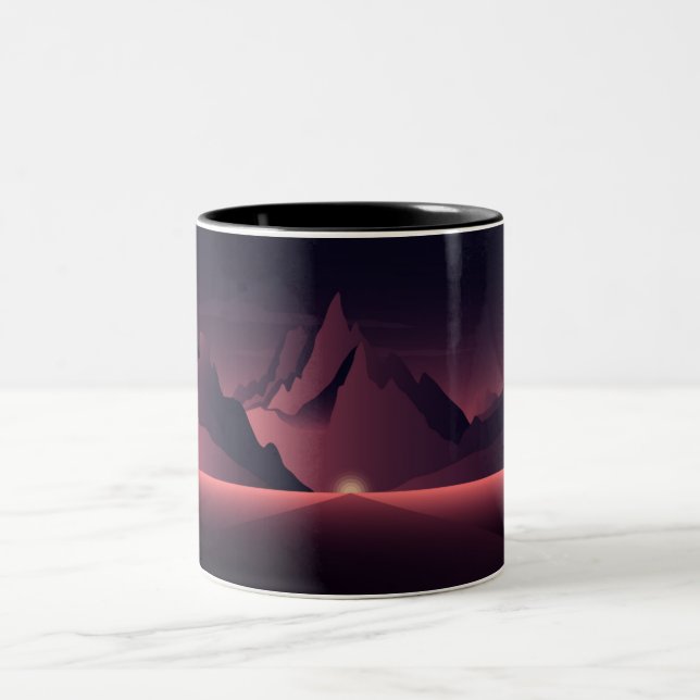 Caneca De Café Em Dois Tons A mountain sunset illustration     (Centro)