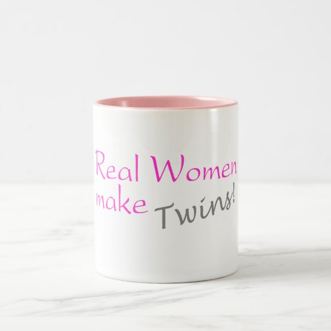 Caneca De Café Em Dois Tons A mulher real faz gêmeos (o rosa) (Centro)