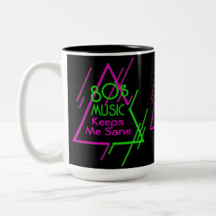 Caneca De Café Em Dois Tons A Música anos 80 Monogramada Me Mantém No Sane Bla