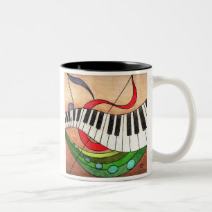 Caneca De Café Em Dois Tons A música colorida, na vida, sendo fora-batida pod