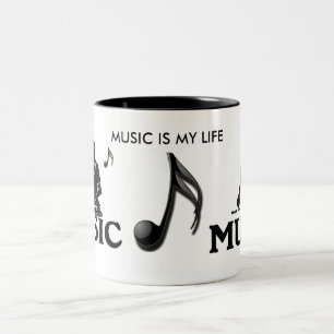 Caneca De Café Em Dois Tons A música é minha vida