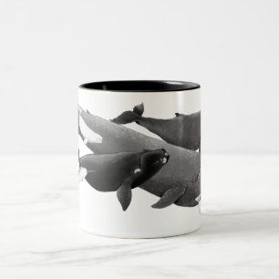 Caneca De Café Em Dois Tons A Natação De Baleias Ilustração Da Baleia De A