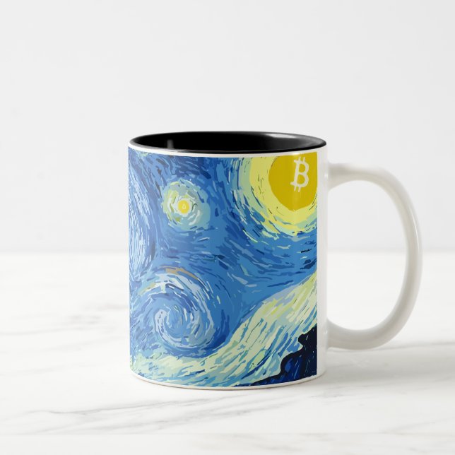 Caneca De Café Em Dois Tons A Noite da Bitcoiny (Direita)