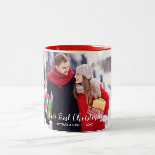 Caneca De Café Em Dois Tons A nossa primeira foto Casal de Natal, vermelho, br