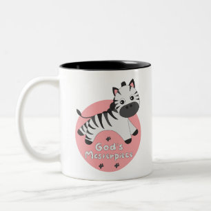 Caneca De Café Em Dois Tons A obra-prima de Deus Kawaii feliz bebê zebra pulan