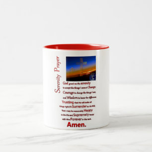 Caneca De Café Em Dois Tons A Oração da Serenidade No Espaço Vermelho