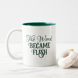 Caneca De Café Em Dois Tons A Palavra Se Tornou Bíblia De Natal Versa Verde