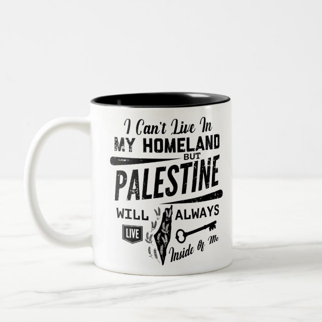 Caneca De Café Em Dois Tons A Palestina sempre viverá dentro de mim-blk (Esquerda)