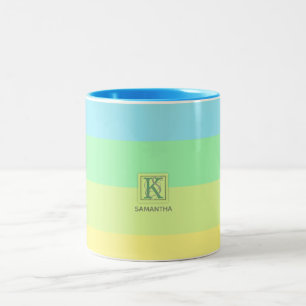 Caneca De Café Em Dois Tons A paleta de cores do limão do oceano do verão