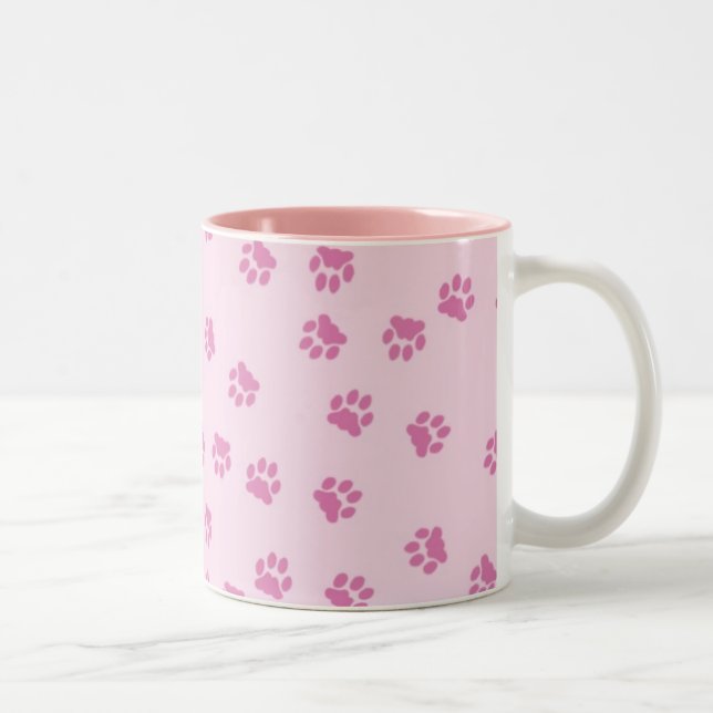 Caneca De Café Em Dois Tons A pata imprime o rosa (Direita)