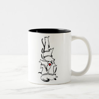 Caneca De Café Em Dois Tons A pilha do gatinho