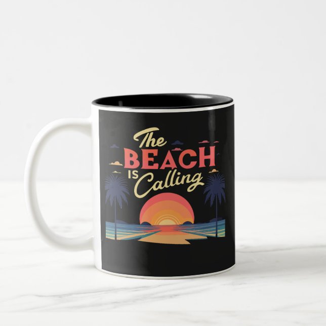 Caneca De Café Em Dois Tons a praia está ligando (Esquerda)