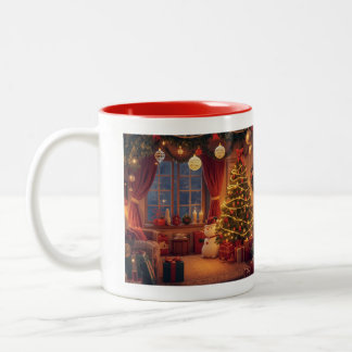 Caneca De Café Em Dois Tons A sala de estar festiva e aconchegante de Natal