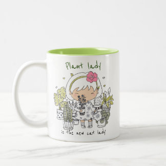 Caneca De Café Em Dois Tons A Senhora De Planta É A Nova Gata/ Engraçado