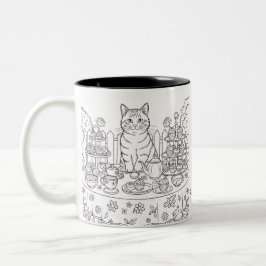 Caneca De Café Em Dois Tons A Tabby Cat & Tea Party Mug