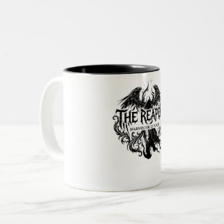 Caneca De Café Em Dois Tons A Tipografia Gótica Ceifador e Arte de Anjo Negro