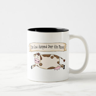 Caneca De Café Em Dois Tons A vaca saltada sobre a lua