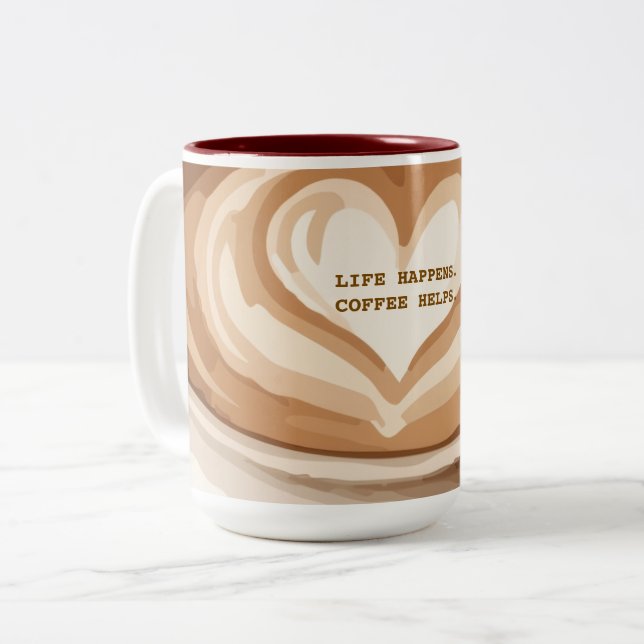 Caneca De Café Em Dois Tons A Vida Acontece Café Ajuda (Frente Esquerda)