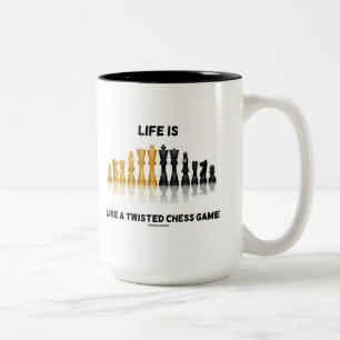 Caneca De Café Em Dois Tons A Vida É Como Um Jogo De Xadrez (Chess Set)
