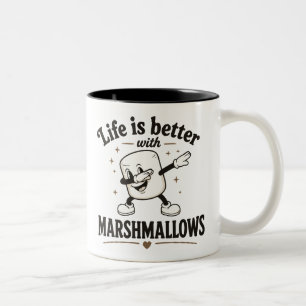 Caneca De Café Em Dois Tons A vida é melhor com marshmallows